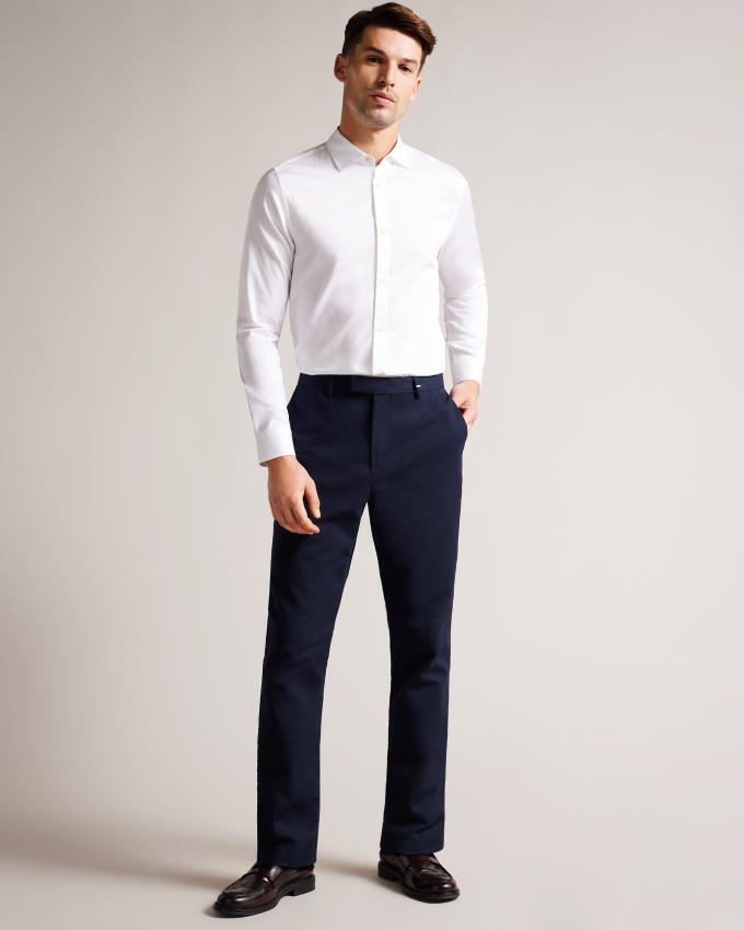 Chemises Ted Baker Long Sleeve Satin Stretch Blanche Homme | ZCE-98582224